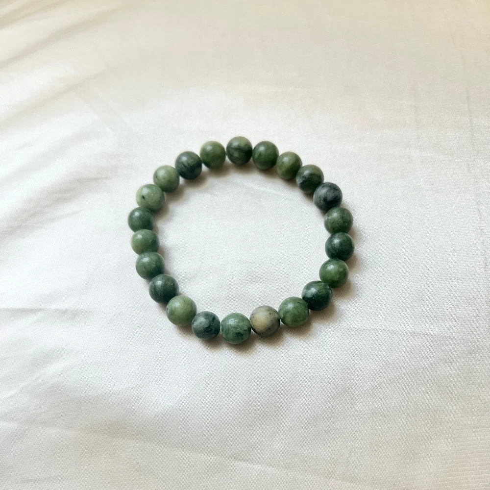 New: 8mm Handmade Green Jade Natural Crystal Bead Bracelet